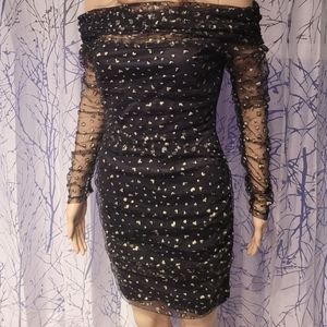 Black Glamorous Glitter Mesh Dress [ Small ]